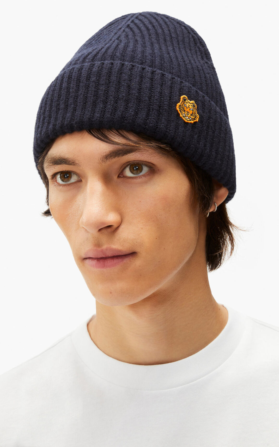 Bonnet Kenzo Femme Tiger Crest wool Bleu RKHQD-0158